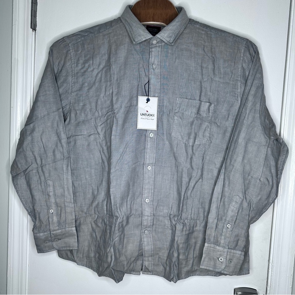 UNTUCKit Valadige Gray Long Sleeve Button Up Mens XXXL Shirt - Picture 2 of 5